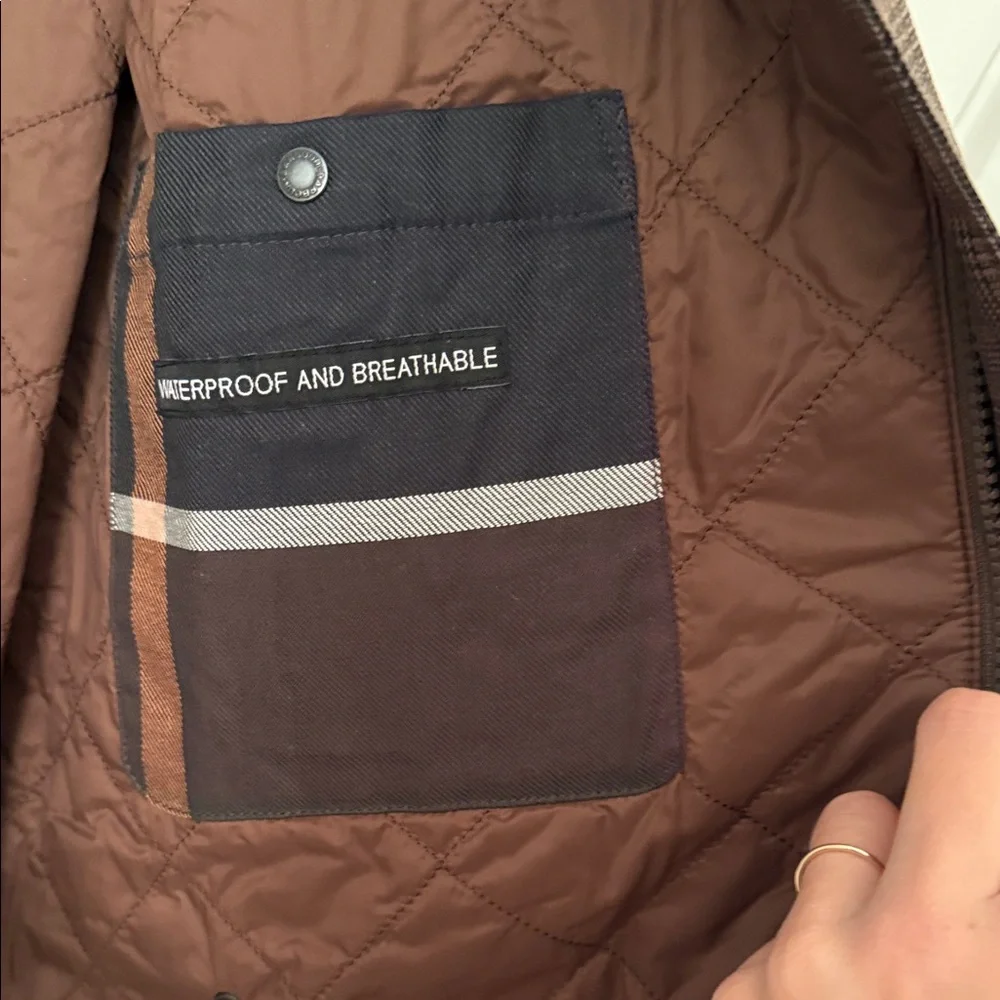 NWT Barbour Checkered Brown Raincoat for Men - Picture 8 of 9
